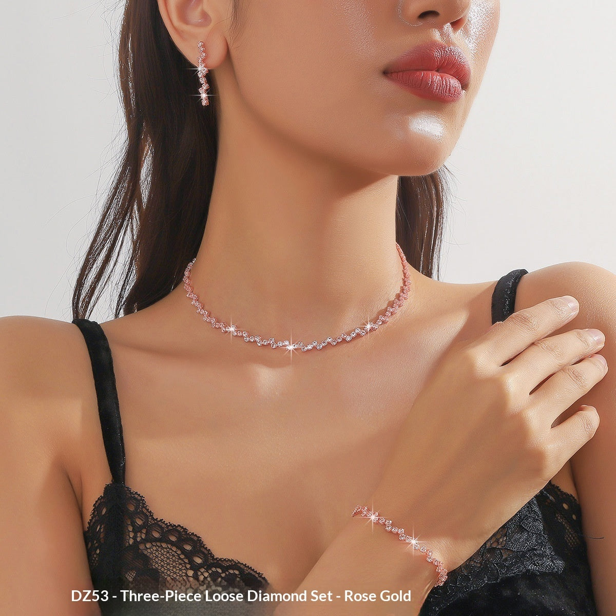 Zircon Necklace Earrings And Bracelet