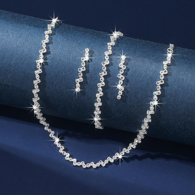 Zircon Necklace Earrings And Bracelet