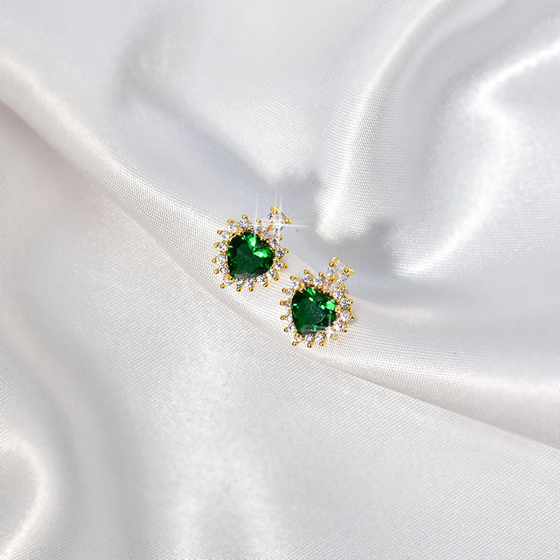 Green Zircon Heart Set Necklace
