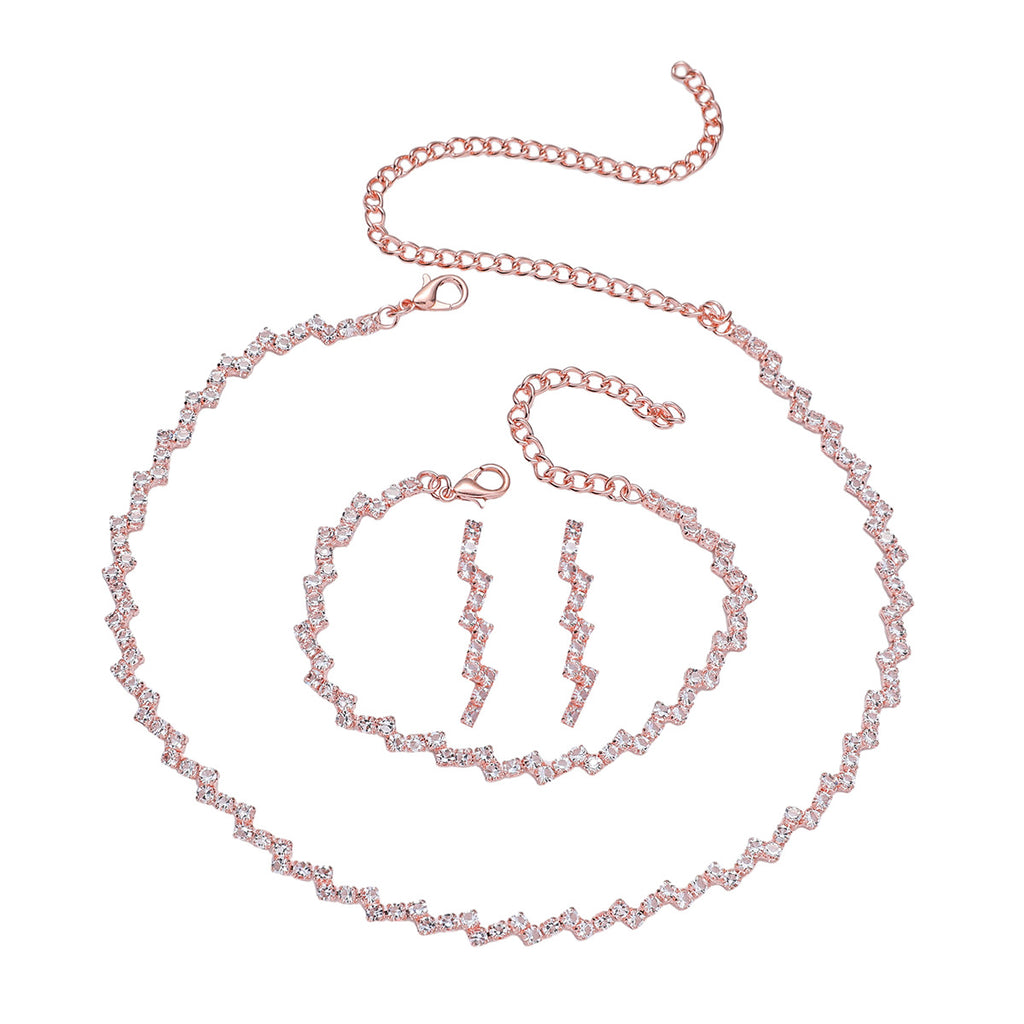 Zircon Necklace Earrings And Bracelet