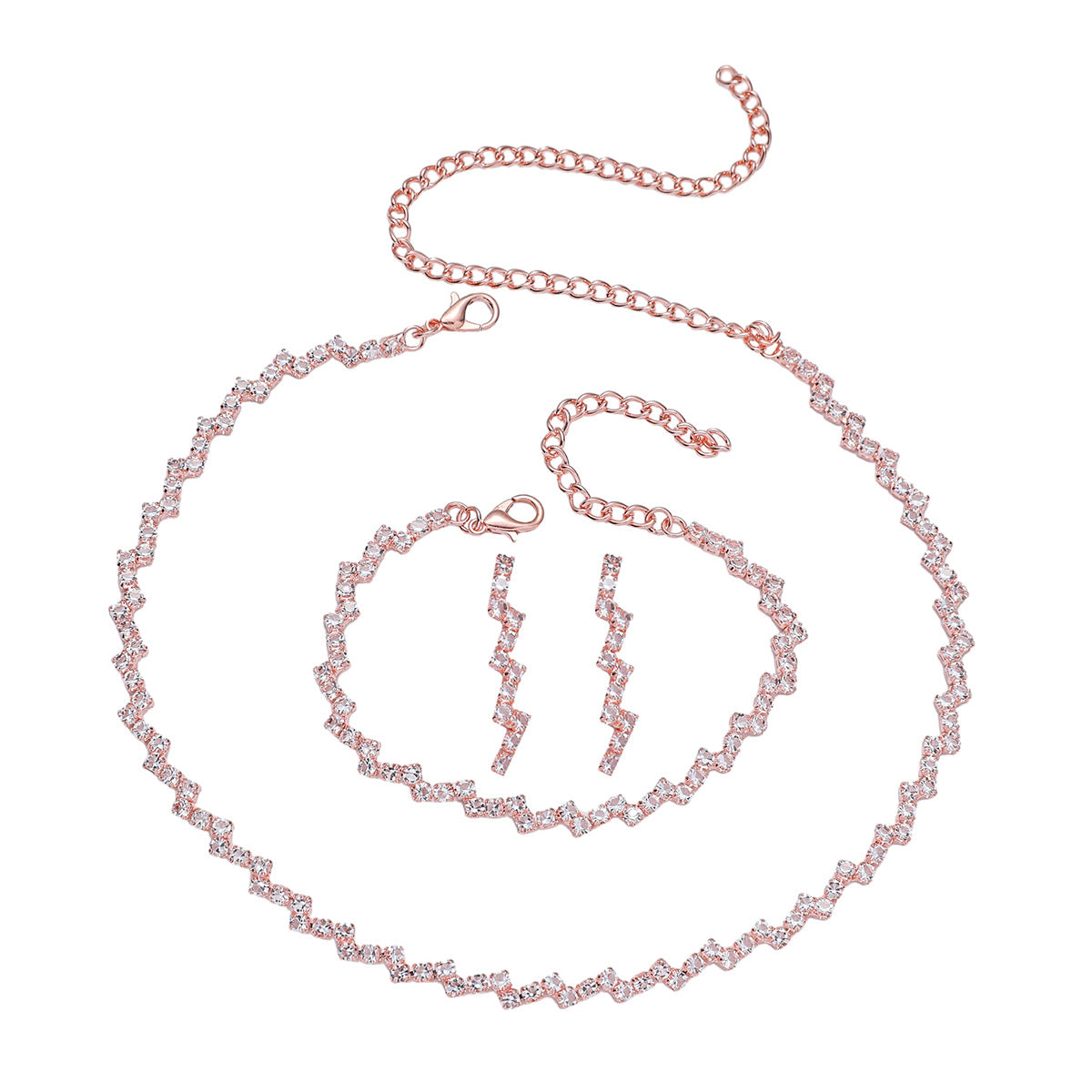 Zircon Necklace Earrings And Bracelet