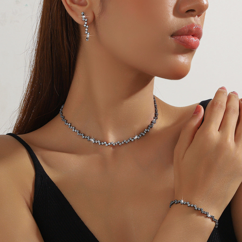 Zircon Necklace Earrings And Bracelet
