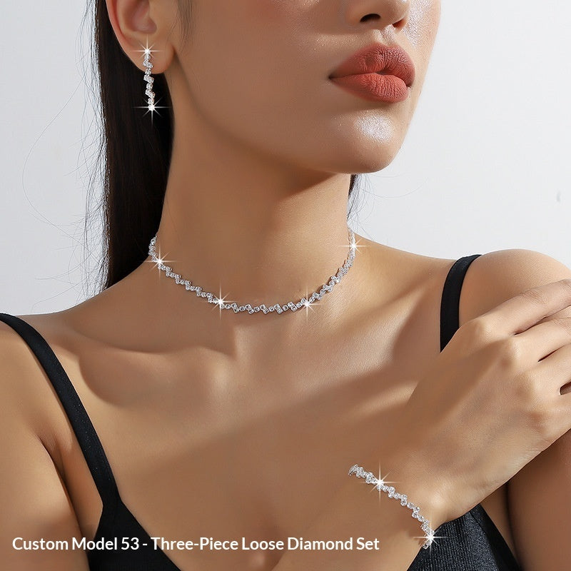 Zircon Necklace Earrings And Bracelet
